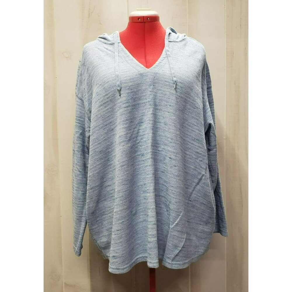 Chaps Womens Blue Hoodie Hooded Pullover Size 2X Cotton/Polyester Blend